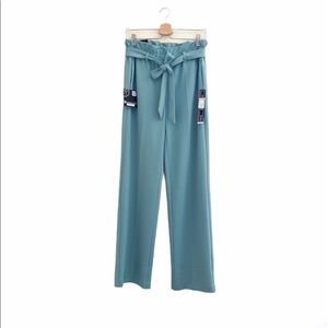 NWT BBJ Blue High Waist Wide Leg Tie Waist Pant